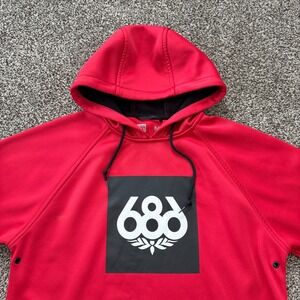 686 Knockout Bonded Fleece Pullover Hoody Medium Red Snowboard Ski Outdoor